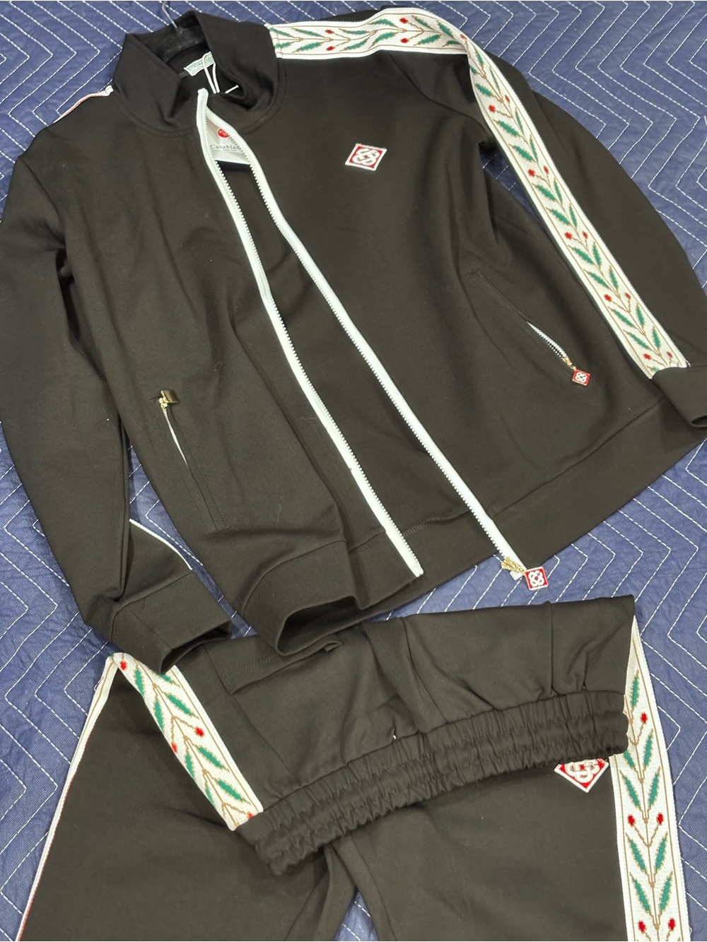 Casa Blanca tracksuit top and bottom Black and green with red - Picture 10 of 15